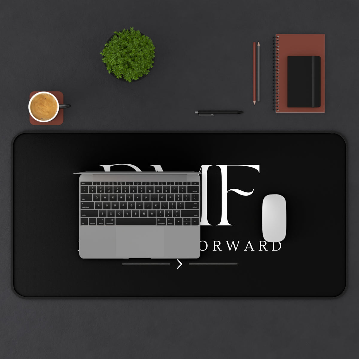 PMF Point Me Forward ™ Desk Mat, Black Minimalist Office Desk Pad