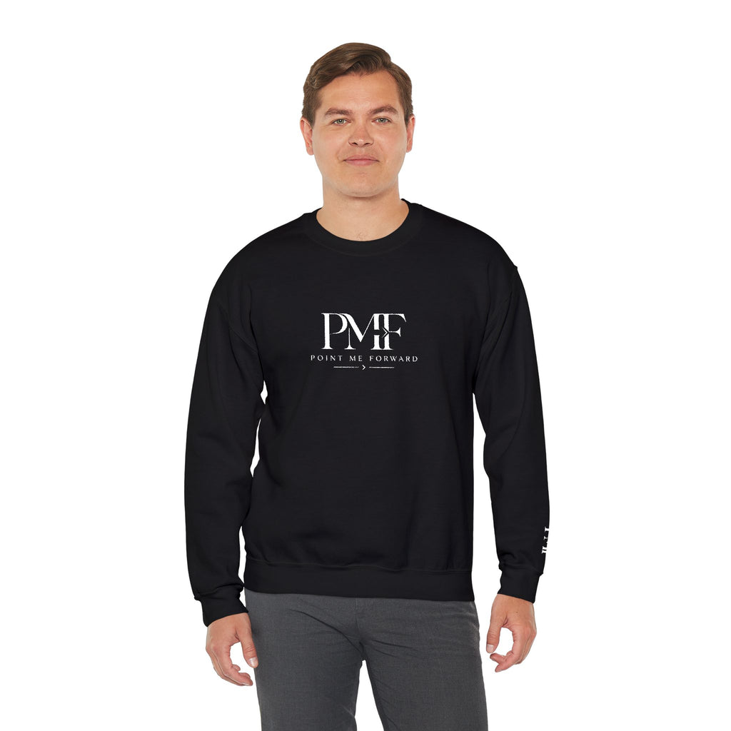 PMF™ Logo Embroidered Point Me Forward Distressed Graphic Sweatshirt