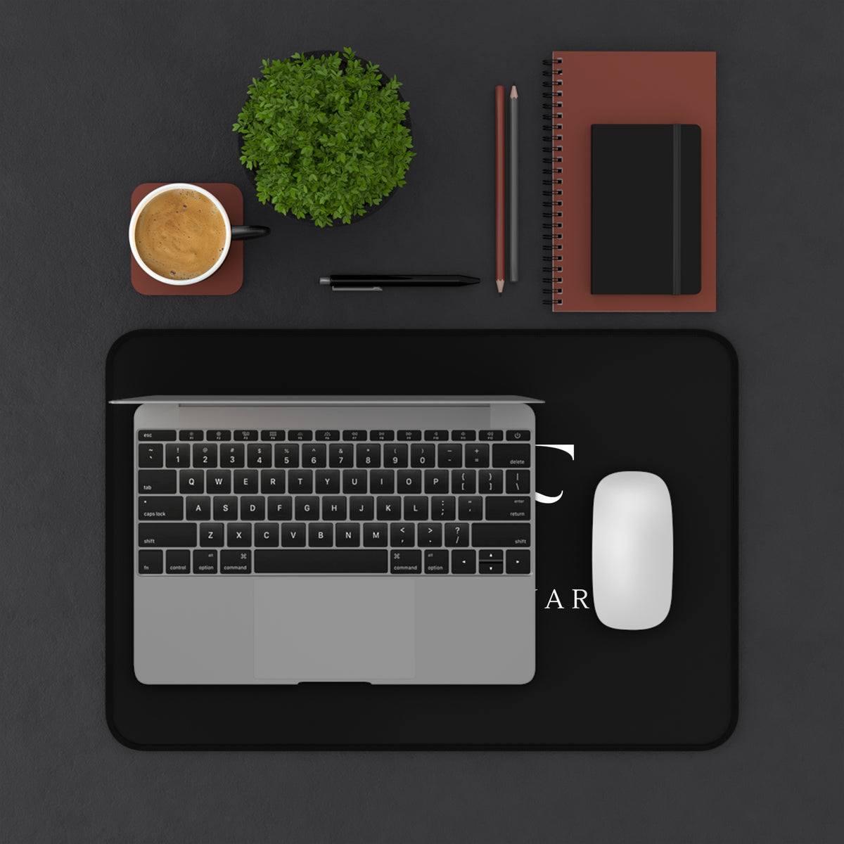 PMF Point Me Forward ™ Desk Mat, Black Minimalist Office Desk Pad