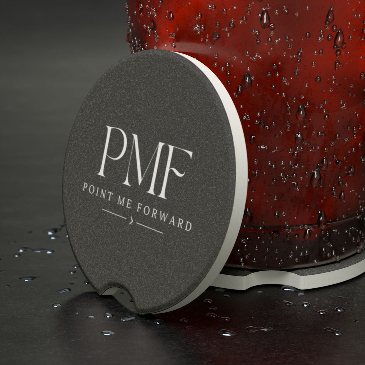 Soapstone Car Coaster, PMF "Point Me Forward™ Monogram Car Cup Holder Insert