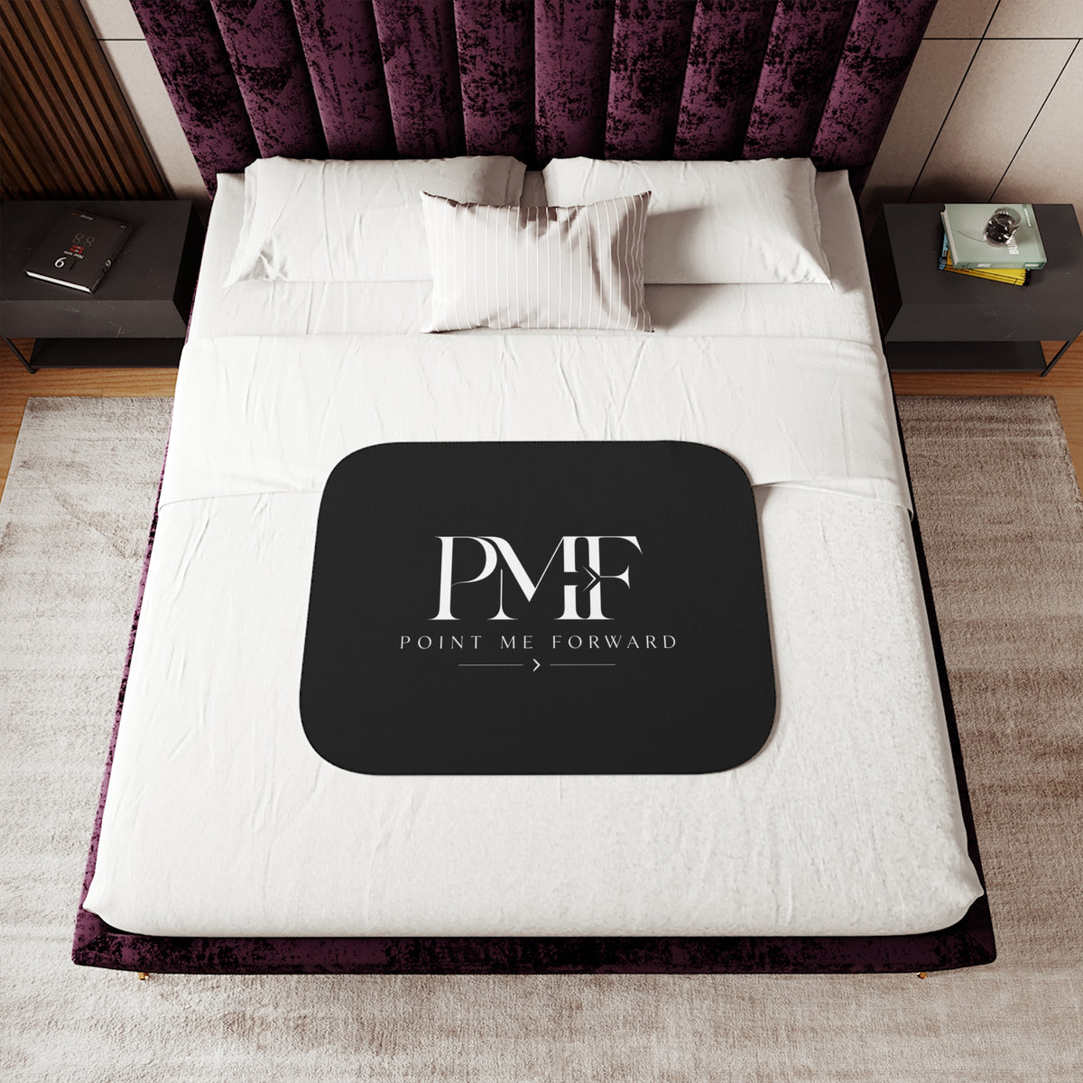 Point Me Forward (PMF)™ Sherpa Lap Blanket, Cozy Logo Throw for Home, Travel & Gifts