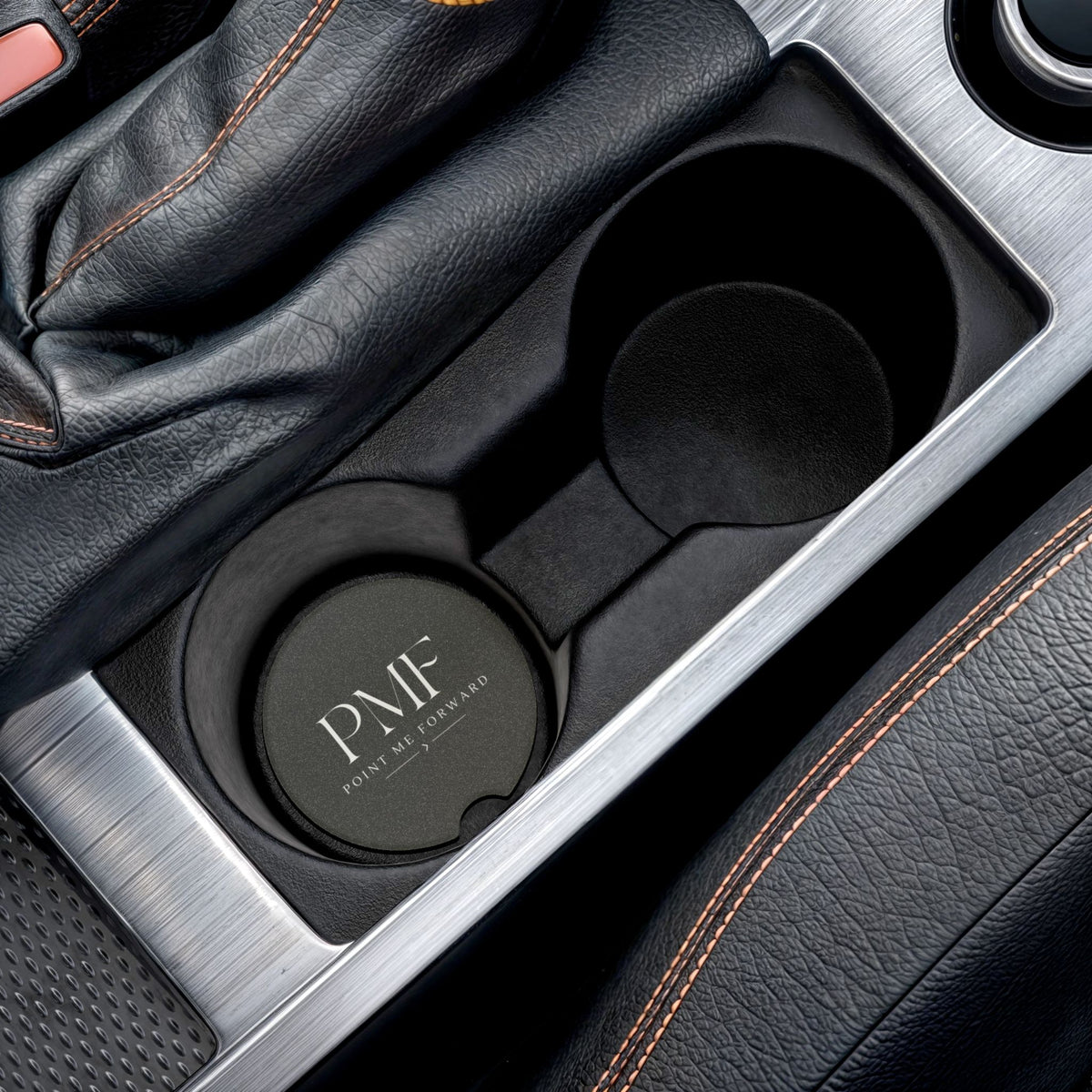 Soapstone Car Coaster, PMF "Point Me Forward™ Monogram Car Cup Holder Insert
